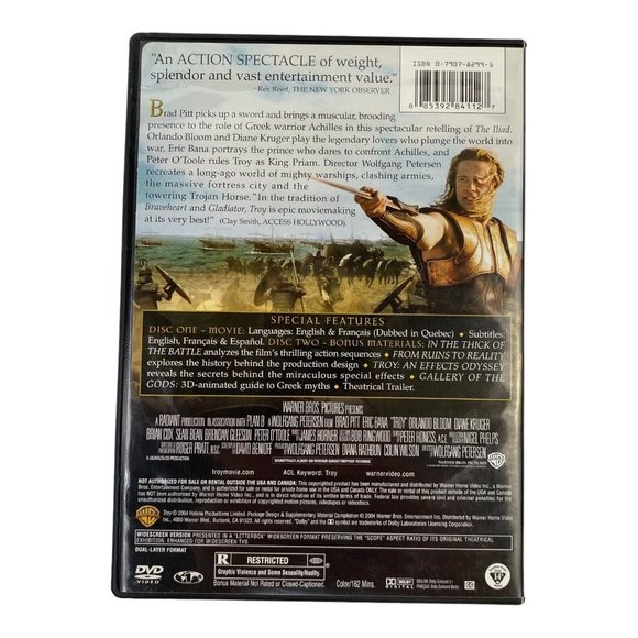 Troy (2 Disc, DVD, 2005) Widescreen, War, Adventure, Brad Pitt, Eric Bana - Picture 2 of 5